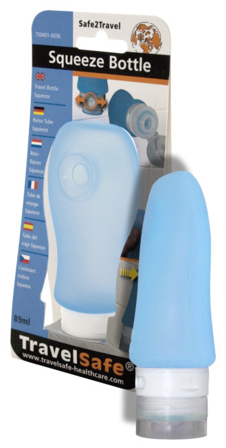 Travelsafe Squeeze Bottle 89 ml siliconen reisflesje - blauw